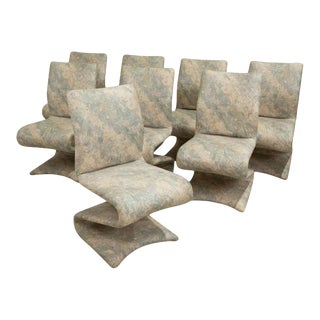 1970s Upholstered Gastone Rinaldi Style Z Chairs - Set of 8 For Sale