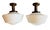 American Rare Antique Pair of Large Milkglass Flushmounts on Rustic Holders For Sale - Image 3 of 5