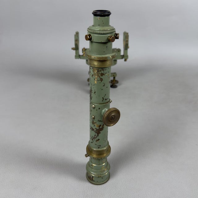 Forest Green Optical Instrument Topographic Level Telescope in Brass For Sale - Image 8 of 12