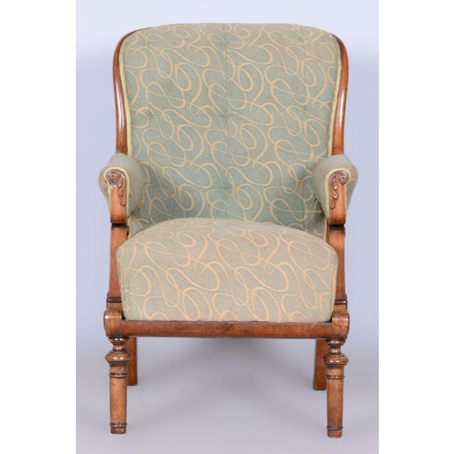 Wood Biedermeier Armchair in Walnut, Spruce & Beech, Czech, 1830s For Sale - Image 7 of 14