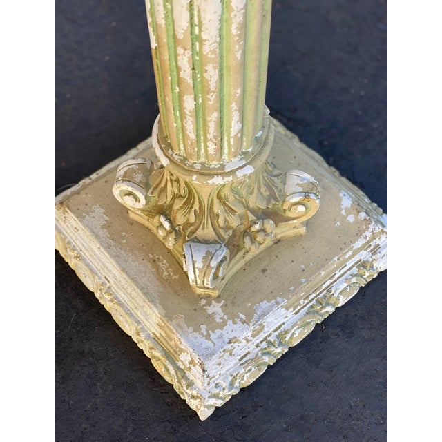 Traditional Neoclassical Composite Marble Pedestal Tables - a Pair For Sale In Los Angeles - Image 6 of 8