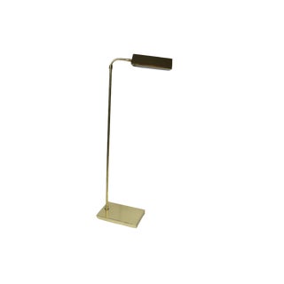 Vintage 1960s Mid Century Modern Solid Brass Adjustable Pharmacy Floor Lamp For Sale