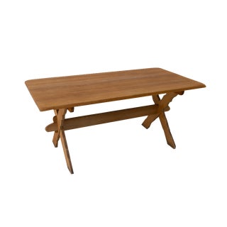 Vintage Danish Brutalist Oak Dining Table attributed to Henning Kjærnulf, 1950s For Sale