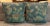 Floral Teal Blue Tapestry Square Pair of Pillows With Aqua Velvet Backing For Sale In Los Angeles - Image 6 of 6