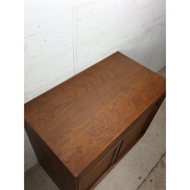 Mid Century Modern Two Piece Shelving Unit With Caned Cabinet and Drawer For Sale - Image 15 of 18