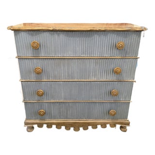 Guild Master Distressed Blue Reeded 4-Drawer Chest of Drawers For Sale
