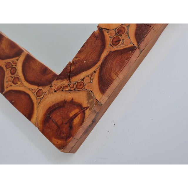 Swedish Mirror with Frame of End Wood, 1970s For Sale - Image 6 of 9