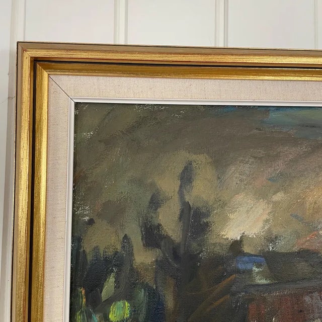 1950s Large Mid-Century Finnish Modernist Expressionist Oil Painting by Olavi Laine For Sale - Image 6 of 18