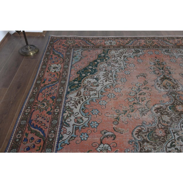 1970s Vintage Persian Handmade Wool Orange Oversized Area Rug For Sale - Image 4 of 11