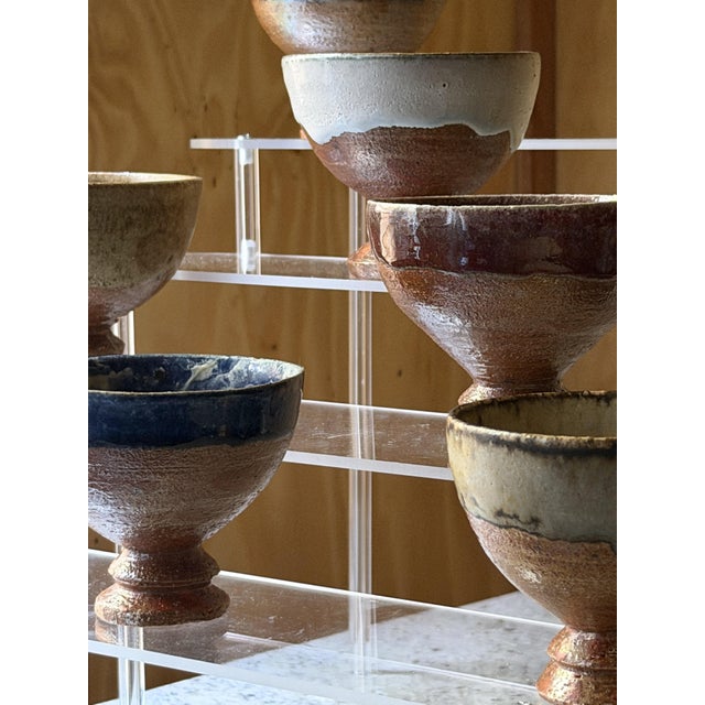 1980s Vintage Hand-Crafted Studio Ceramic Chawan Bowls, 1980s, Set of 6 For Sale - Image 5 of 15