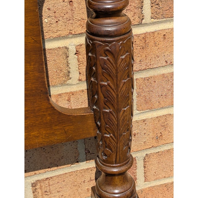 Vintage Biggs Federal Style Carved Mahogany Full XL Size Poster Bedframe For Sale - Image 12 of 13