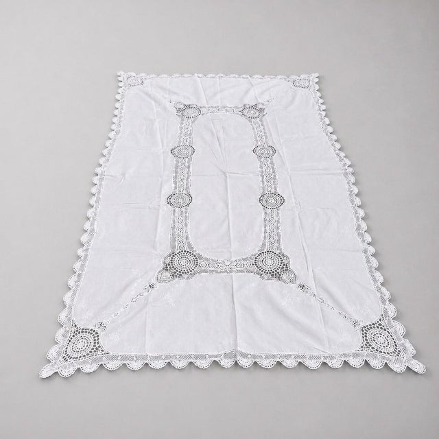 Early 20th Century Vintage Battenburg Lace Tablecloth & 12 Napkins Set, 100” X 63”, Formal Dining | Holiday Table For Sale - Image 5 of 12