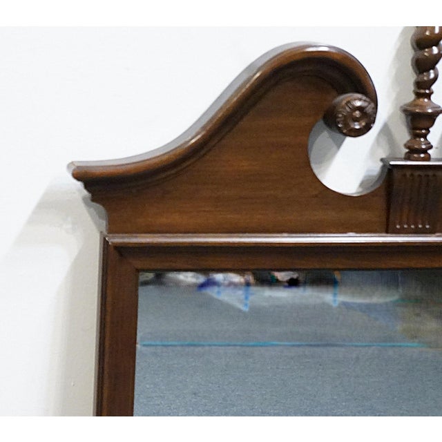 Late 20th Century Ethan Allen Georgian Court Solid Cherry Traditional 34" Pediment Mirror W. Spiral Finial 11-5220 For Sale - Image 5 of 8