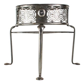 Early 2000s Artisan Industrial Steel Petite Side Table With Cutouts For Sale