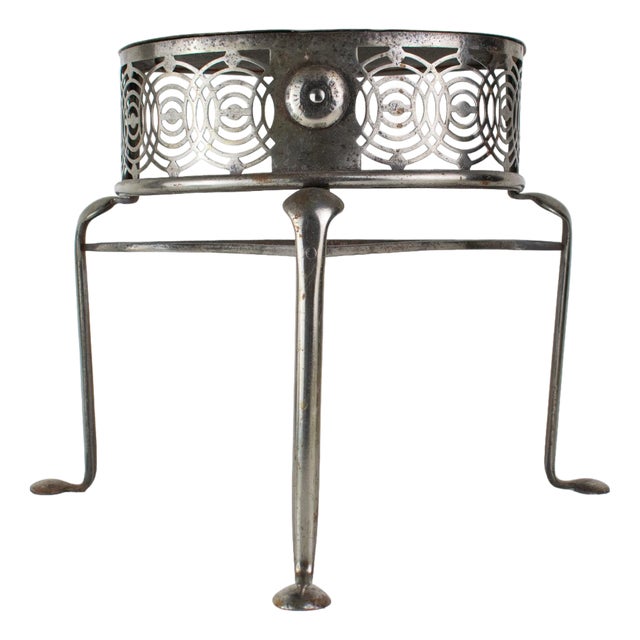 Early 2000s Artisan Industrial Steel Petite Side Table With Cutouts For Sale