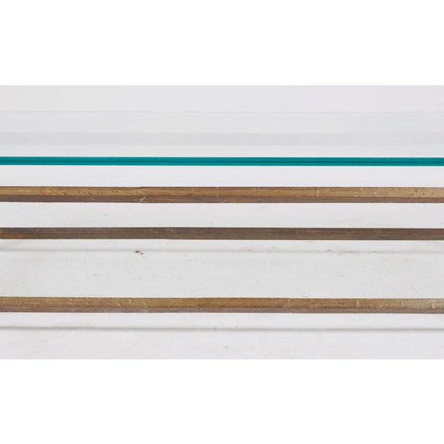 Mid 20th Century Hand-Hammered Solid Brass & Thick Glass Modernist Coffee Table in the Style of Paul Evans For Sale In Los Angeles - Image 6 of 6