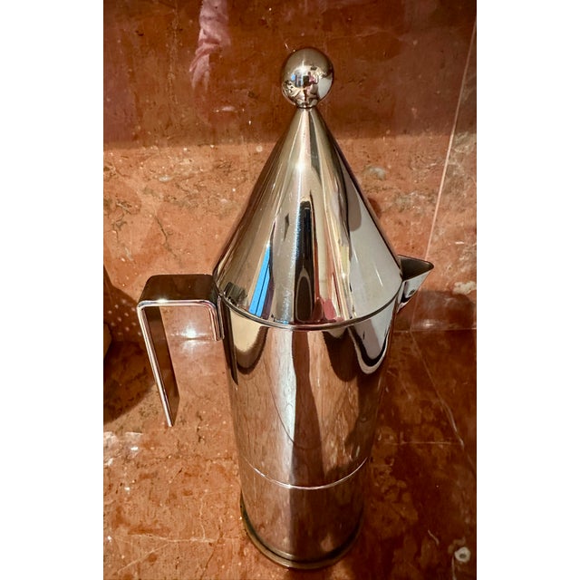 Postmodern Vintage 1980s Alessi La Conica Espresso Coffee Maker 6-Cup Aldo Rossi Near Mint For Sale - Image 3 of 12