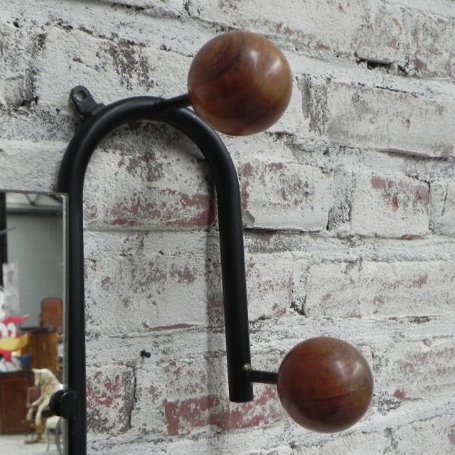 Mid-Century Modern Vintage Wall Coat Rack with Beech Balls, 1950s For Sale - Image 3 of 15