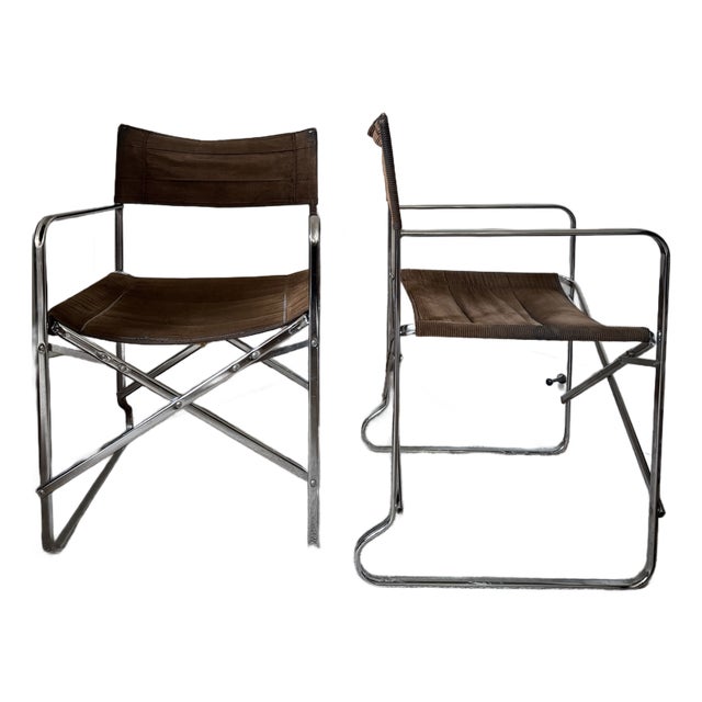 1970s MCM Chrome & Velvet Chairs For Sale