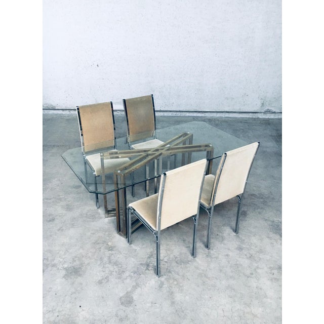 Contemporary Hollywood Regency Style Geometrical Design Brass & Glass Dining Table from Belgochrom, 1970s For Sale - Image 3 of 18
