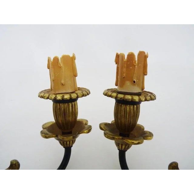 Black Empire Style Double Bronze Wall Lights, 1930s, Set of 2 For Sale - Image 8 of 10