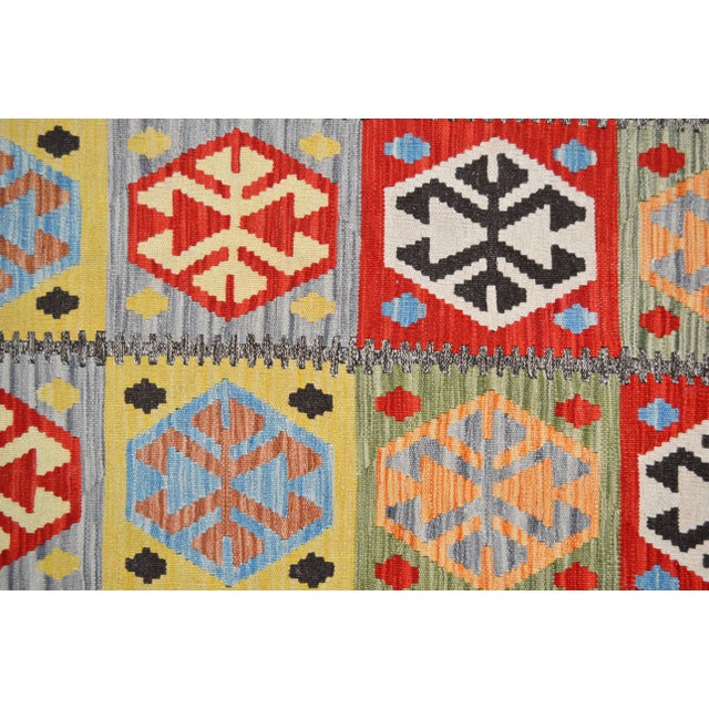 Shabby Chic Afghan Hand Made Organic Wool Maimana Kilim,6'9"x10'6" For Sale - Image 3 of 6