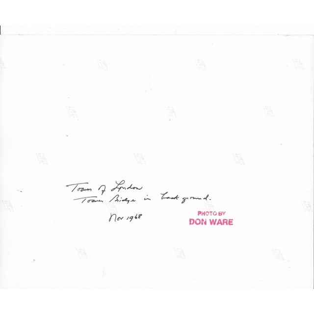 1968 black and white photo by Los Angeles, California by Don Ware of Tower of London with London Bridge in the background....