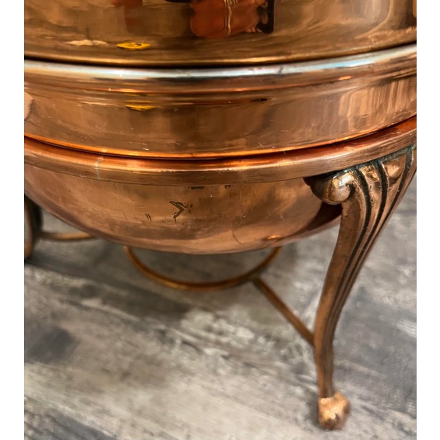Mid Century Copper Chafing Dish on Footed Stand For Sale - Image 10 of 10