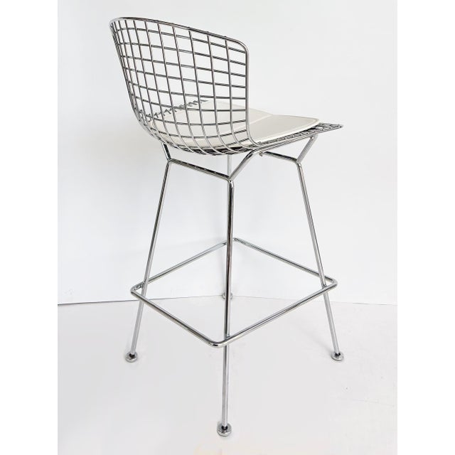 Harry Bertoia Harry Bertoia Knoll Wire Bar Stool With Leather Seat Pad For Sale - Image 4 of 13