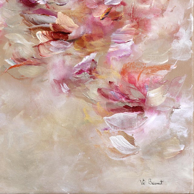 2020s Dancing With Flowers - Large Original Textured Soft Abstract Floral Landscape Acrylic Painting on Canvas by Ve Boisvert For Sale - Image 5 of 9