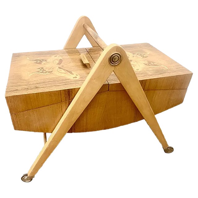 Mid-Century Marquetry Sewing Table For Sale