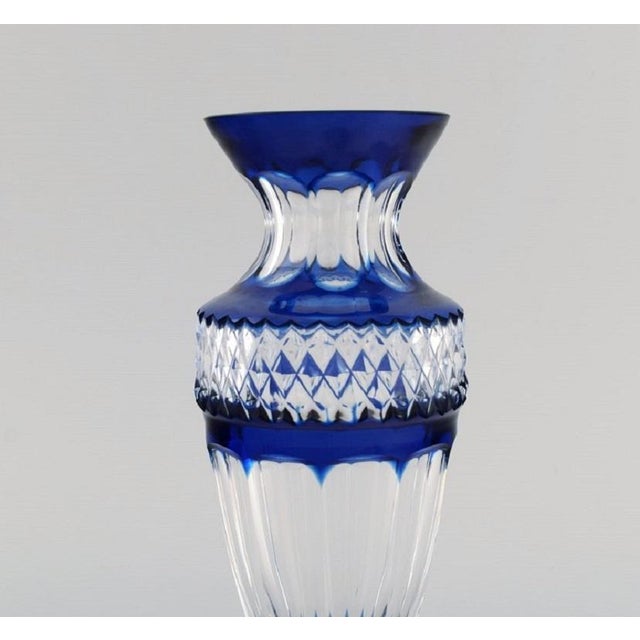 Mid-Century Vase in Clear and Blue Art Glass For Sale - Image 4 of 9