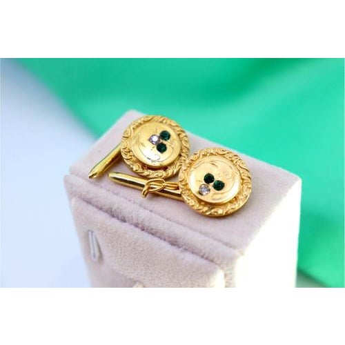 Circular Gold Cufflinks, Set of 2 For Sale - Image 6 of 6