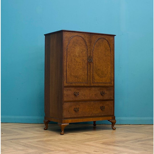 Brown Vintage Art Deco Walnut Linen Cabinet, 1950s For Sale - Image 8 of 8
