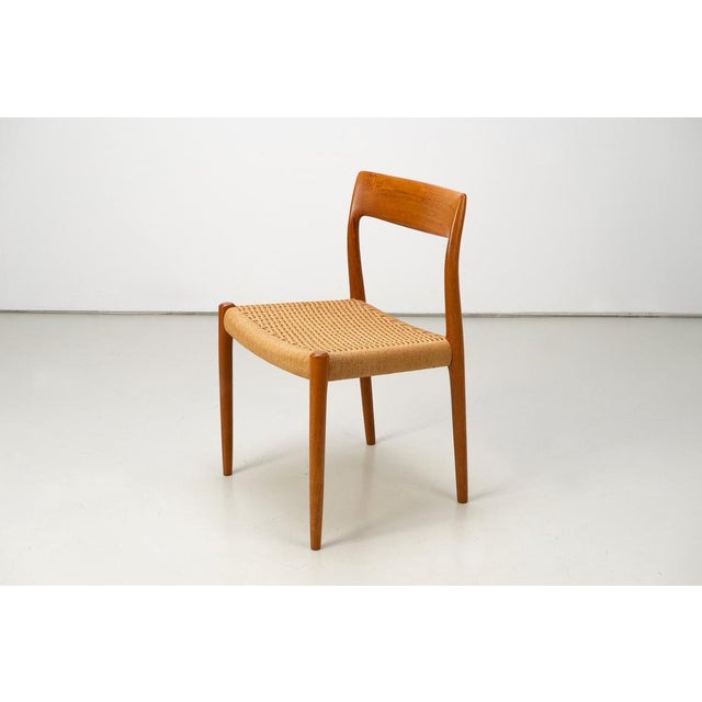 Wood Model 77 Dining Chairs in Teak with Papercord Seats by Niels O. Møller for J.L. Møllers, Denmark, 1959, Set of 4 For Sale - Image 7 of 14