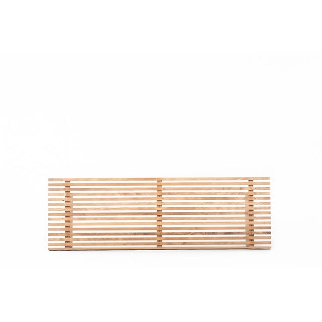 Slatted Bench with Linen Cushions, 1950s For Sale - Image 14 of 15