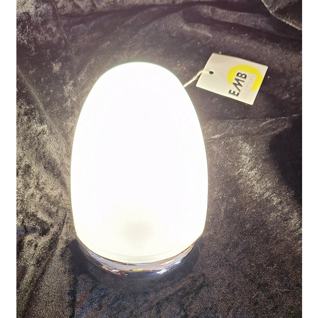 Vintage Wall Lamp with Chrome-Plated Metal Frame and White Glass Shade by EMB, 2000s For Sale - Image 3 of 9