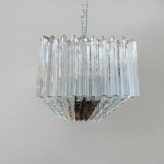 Mid-Century Modern Italian Murano Glass Chandelier attributed to Paolo Venini, 1950s For Sale - Image 4 of 18