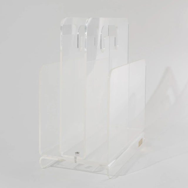 Milo Baughman Vintage Lucite Magazine Rack For Sale - Image 4 of 12