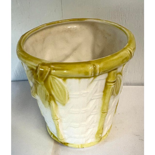 Chinoiserie Vintage Bamboo Design Ceramic Planter For Sale - Image 3 of 7