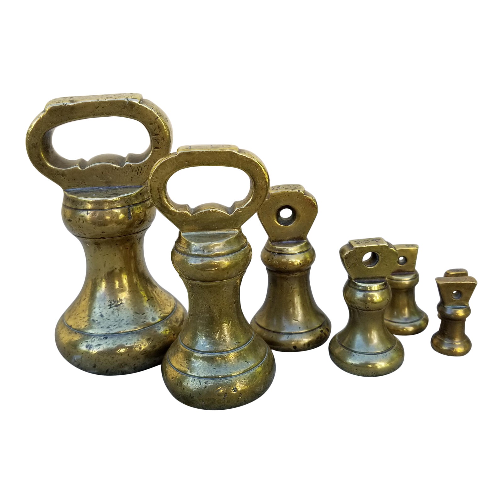 Set Victorian English Brass Kitchen Weights Chairish