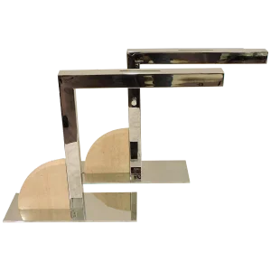 George Kovacs Mid-Century Modern Minimalist Chrome and Travertine Desk or Table Lamps - a Pair