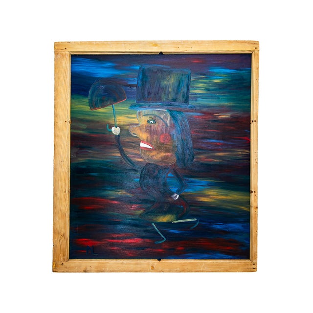 Folk Art Contemporary Second Line Dancer .New Orleans Folk Art Oil on board by Nilo Lanzas For Sale - Image 3 of 3