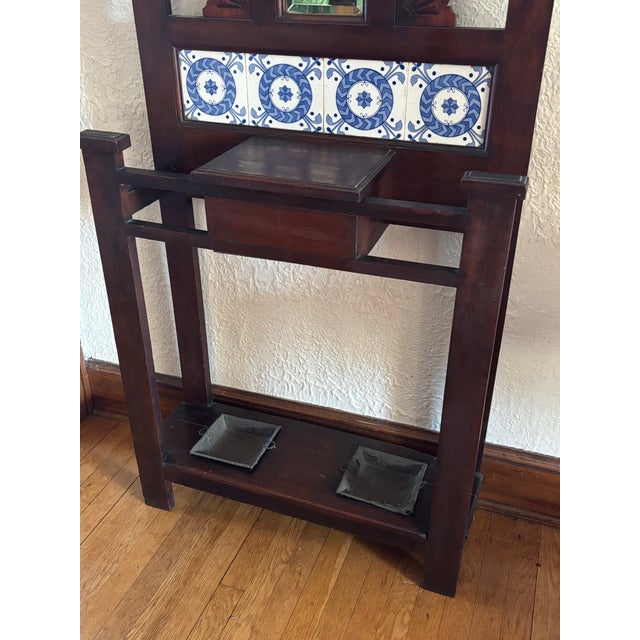 19th Century 19th Century Antique English Oak Hall Tree Stand For Sale - Image 5 of 12