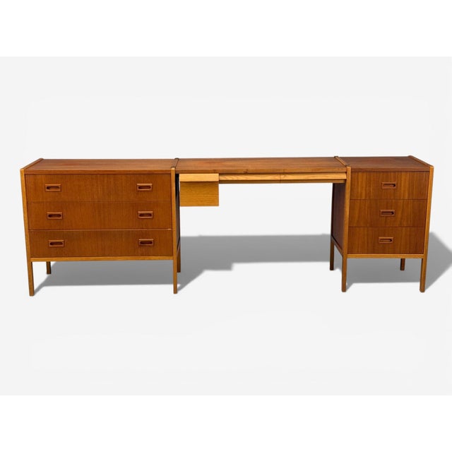 Bertil Fridhagen, Bodafors, Swedish Mid-Century Modern, Writing Desk or Vanity, Teak, Sweden, 1960s A wonderful three...