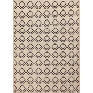 Nazmiyal Collection Modern Area Brown Cream Moroccan Design Area Rug For Sale