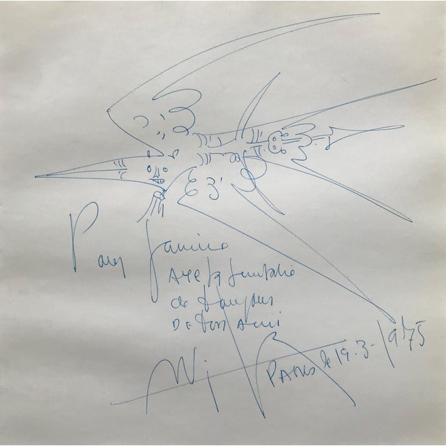 Wifredo Lam, Bird, 1975, Original Ink Drawing For Sale