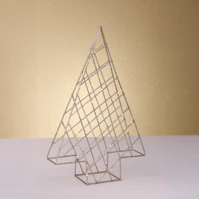 Transitional Holiday LED Open-Frame Metal Tabletop Tree Décor, 15-Inch For Sale - Image 3 of 4
