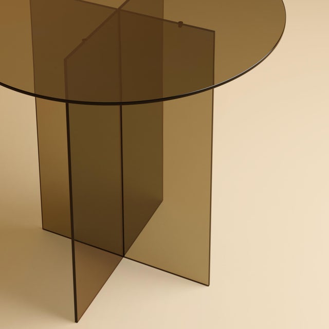 Contemporary Round Bronzed Glass Dining Table by Lebanto For Sale - Image 3 of 4