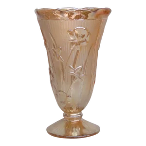 Jeannette Glass Iris Herringbone Vase Flora Gold Iridescent 4027b
